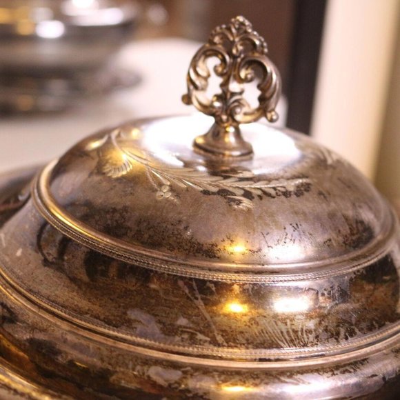 Silver Plated Serving Dish, By Monarch Plate Brand 1220 With Plate - Picture 3 of 8